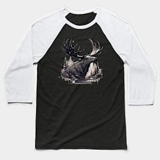 Elk deer nature Scandinavian forest Baseball T-Shirt